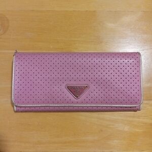 Prada Pink Perforated Leather Wallet